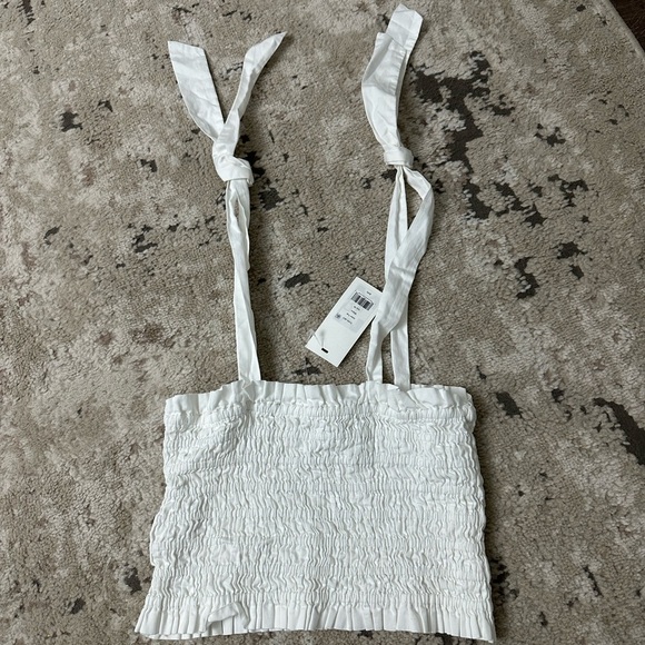 LoveShackFancy Jama Smocked Tie-Strap Top White | Size M | NWT - Picture 4 of 5